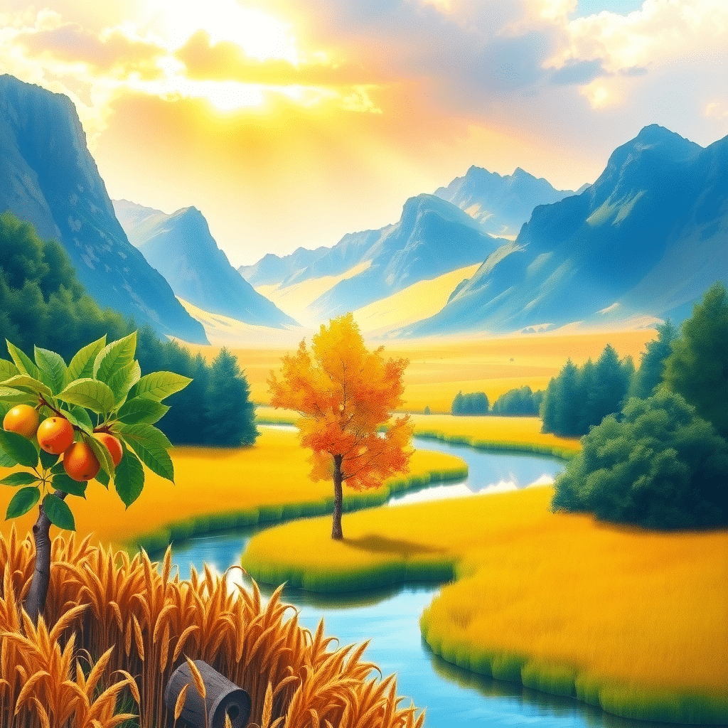 Serene Valley Oasis: Whispers of Golden Sun