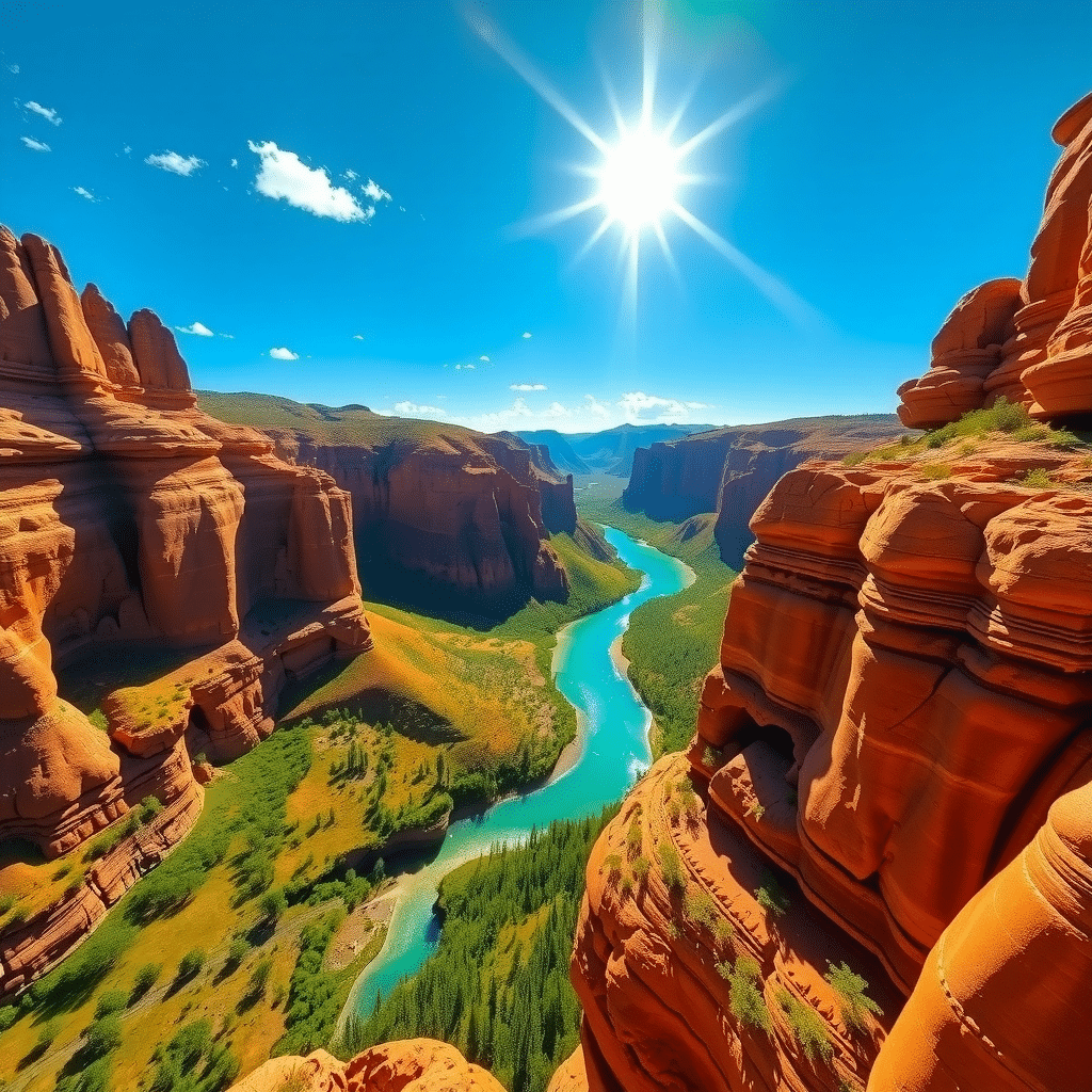 Canyon Serenade: Turquoise Rivers and Sunset Hues