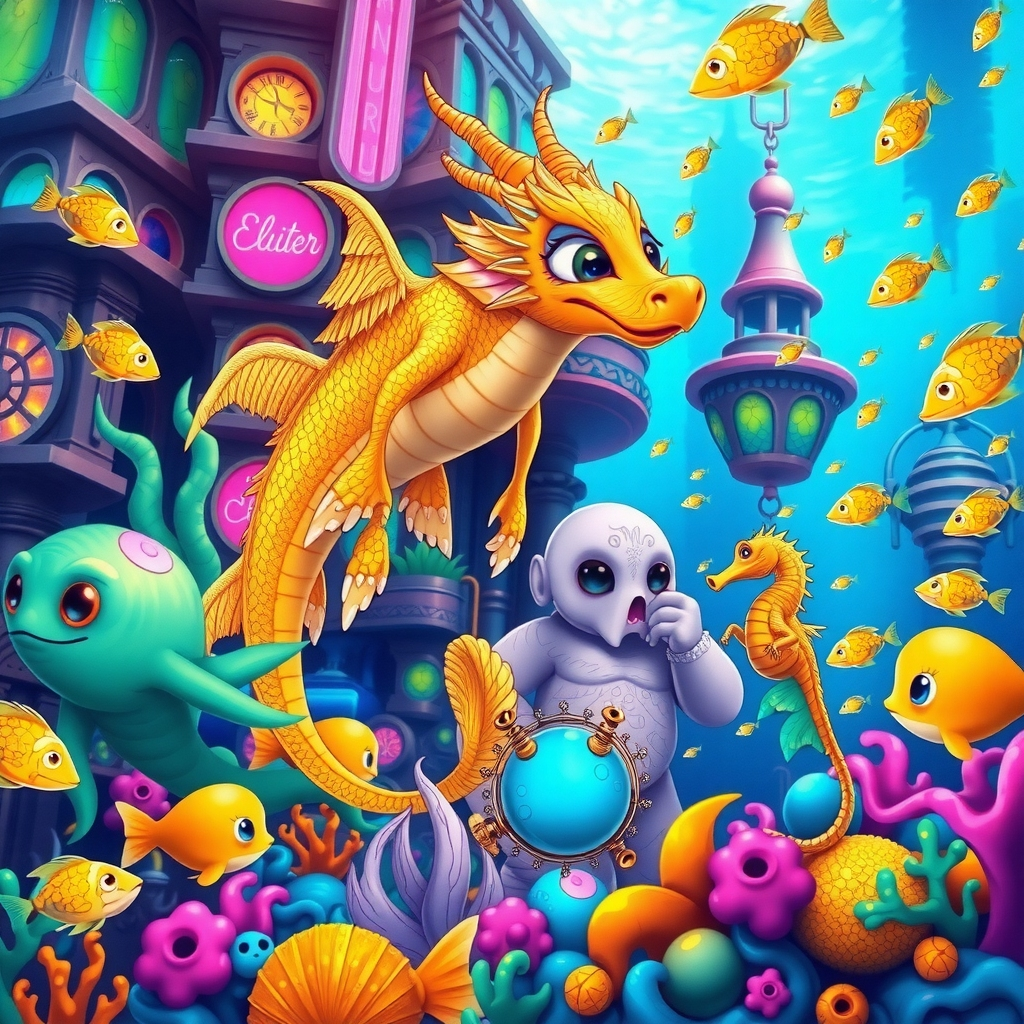 Whispers of Oceana: A Golden Dragonfish’s Underwater Realm