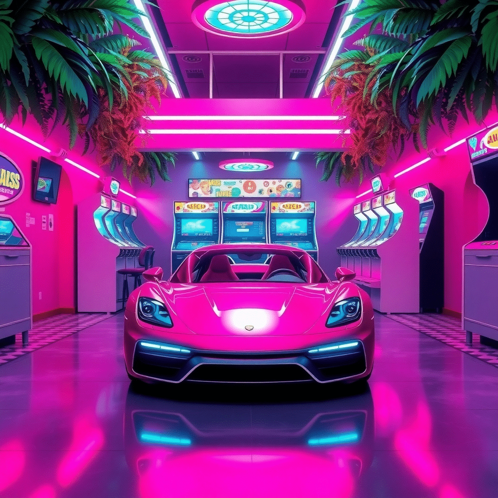 Arcadian Visions: Chrome Crusader’s Neon Playground