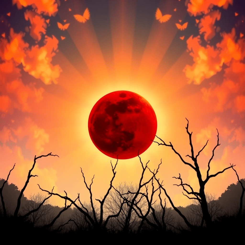 Lunar Eclipse Revelation: Celestial Baptism by Fiery Skies