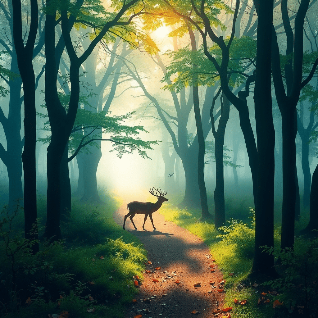 Misty Morning Serenity: Whispering Woods Awakening