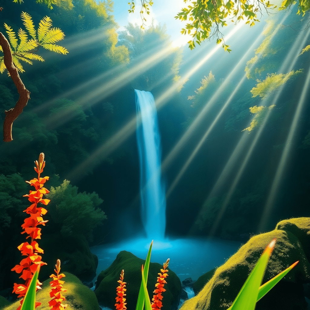 Emerald Oasis: Hidden Waterfall’s Mystic Bloom
