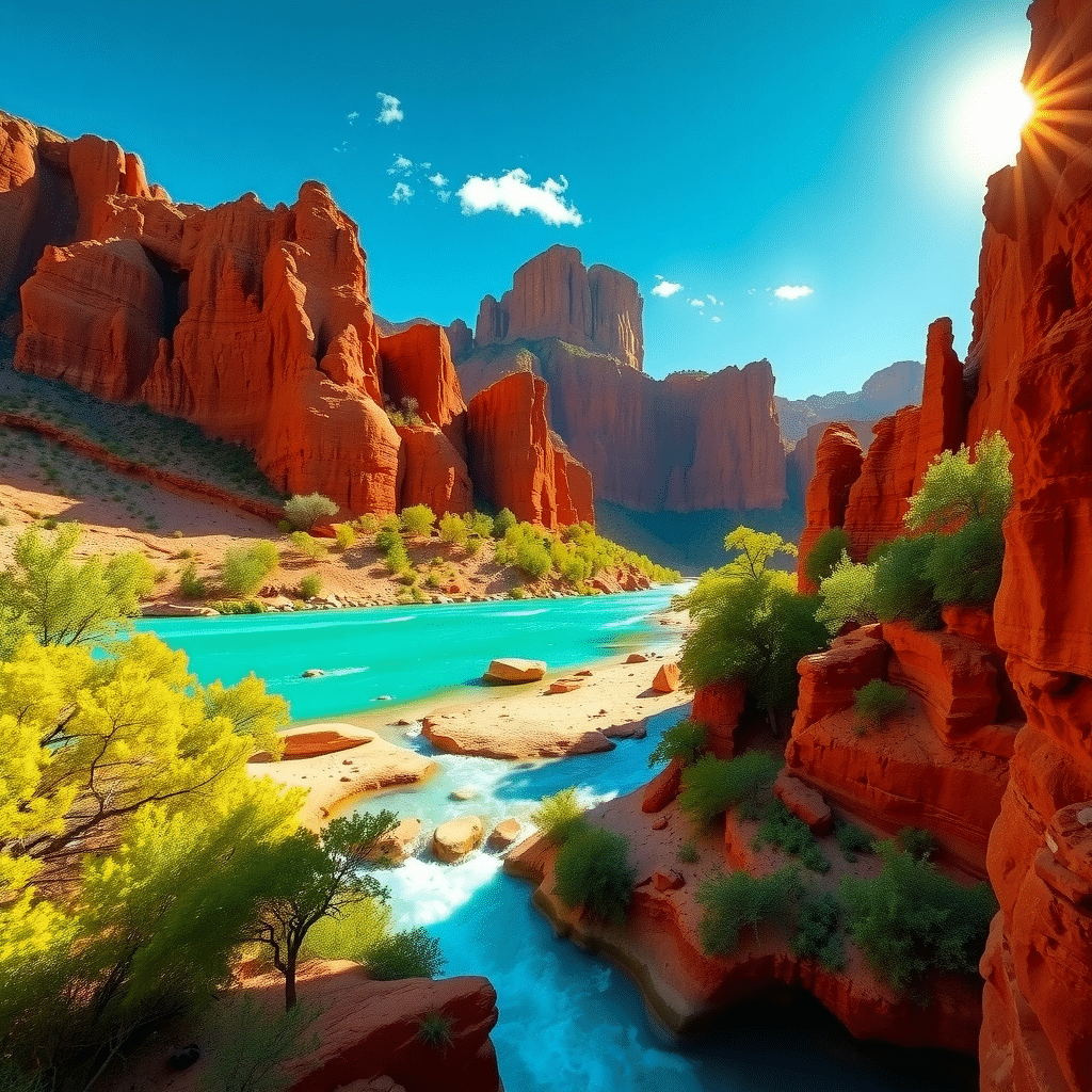 Aurora’s Verdict: Majestic Turquoise Canyon in Radiant Noonlight