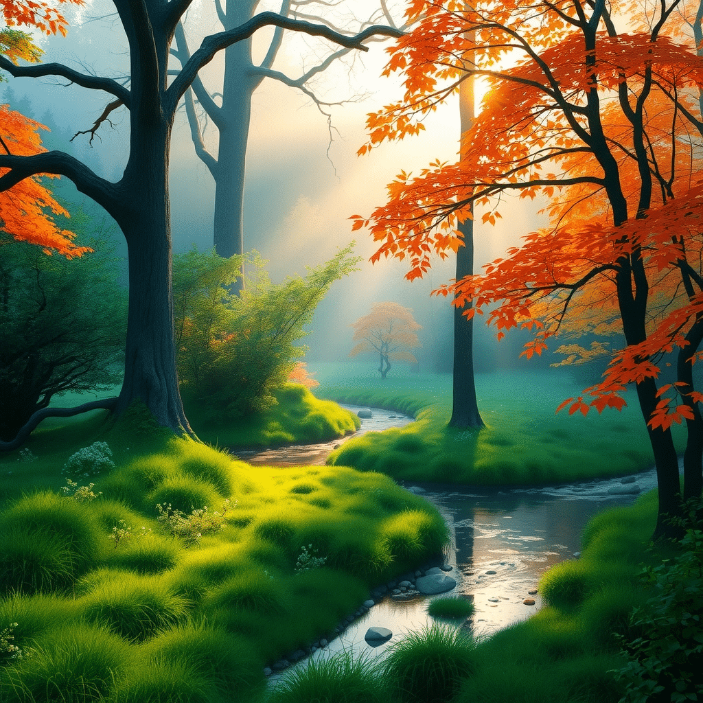 Whispers of Dawn in the Emerald Forest Glade